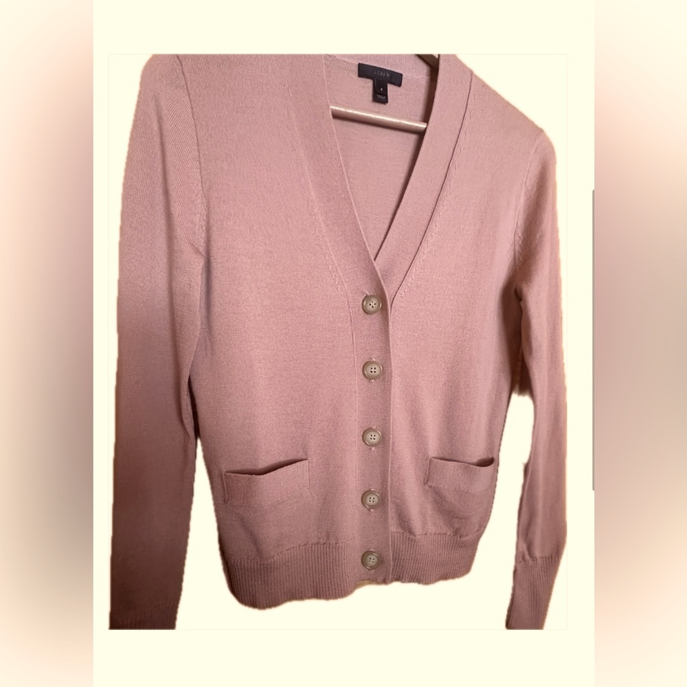 J.Crew 100% Merino Patch Pocket Cardigan 
Dusty rose
Small 
Perfect condition
